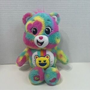 CARE BEARS 14” Good Vibes Bear Tie-Dye Plush Stuffed Animal Multicolour toy